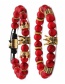 Fashion Red Pine Set Crown Shape Decorated Woven Bead Bracelet Sets