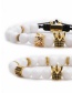 Fashion White Magnetic Crown Beads Emperor Shihong Network White Agate Tiger Eye Stone Woven Beaded Bracelet