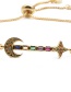 Fashion Golden Copper Micro-set Zirconium Moon Star Round Bead Adjustable Bracelet