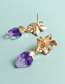 Fashion Purple Alloy Flower Resin Earrings