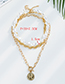 Fashion Golden Alloy Pearl Portrait Multi-layer Necklace