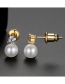 Fashion Platinum Copper Inlay Zircon Pearl Stud Earrings
