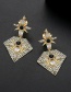 Fashion 18k Copper Inlaid Zircon Starburst Geometric Stud Earrings