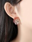 Fashion Red Copper Inlaid Zircon Geometric Fan Earrings