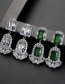 Fashion Green Copper-inlaid Zircon Crystal Square Earrings