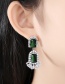 Fashion Green Copper-inlaid Zircon Crystal Square Earrings