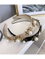 Fashion Black Satin Diamond And Pearl Flower Headband
