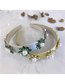Fashion Green Satin Diamond And Pearl Flower Headband