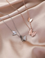 Fashion Rose Gold Titanium Steel Double Butterfly Necklace
