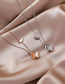 Fashion Rose Gold Titanium Steel Double Butterfly Necklace
