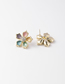 Fashion Pink Dripping Oil And Diamond Flower Alloy Earrings