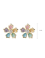 Fashion Pink Dripping Oil And Diamond Flower Alloy Earrings