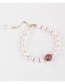 Fashion White Natural Pearl Bracelet Strawberry Crystal Alloy Bracelet