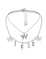 Fashion White K Alphabet Butterfly Tassel Alloy Multi-layer Necklace