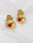 Fashion Golden Shaped Pearl Rose Resin Hollow Alloy Earrings