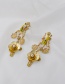 Fashion Golden Flower Dripping Bird Pearl Geometric Alloy Earrings