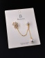 Fashion Golden Single Flower Pearl Diamond Chain Long Earrings