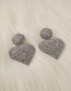 Fashion Silver Round Heart Diamond Alloy Earrings