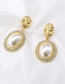 Fashion Golden Diamond-shaped Pearl Portrait Geometric Alloy Earrings