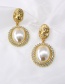 Fashion Golden Diamond-shaped Pearl Portrait Geometric Alloy Earrings