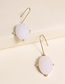 Fashion White Alloy Resin Crystal Tooth Oval Earrings
