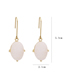 Fashion White Alloy Resin Crystal Tooth Oval Earrings
