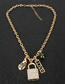 Fashion Golden Diamond Pearl Love Eye Alphabet Multilayer Necklace