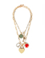 Fashion Golden Love Lock Drop Oil Eye Alloy Multilayer Necklace