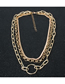 Fashion Silver Geometric Round Chain Multi-layer Necklace