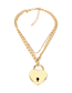 Fashion Golden Love Lock Hollow Chain Multi-layer Necklace