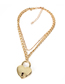 Fashion Golden Love Lock Hollow Chain Multi-layer Necklace