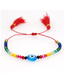 Fashion Color Mixing Crystal Braided Eye Tassel Bracelet