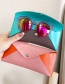 Fashion Gray Leather Snap Button Stitching Contrast Glasses Case