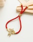 Fashion Red Copper Bracelet With Zircon Braided Rope For Girls