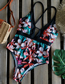 Fashion Green Leaves Flamingo Printed Backless Stitching One-piece Swimsuit
