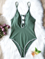 Fashion Blue Stitching Contrast Lace Openwork Triangle One-piece Swimsuit