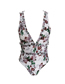 Fashion Printing On White Triangle One-piece Swimsuit With Lace Deep V Halter Print