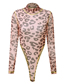 Fashion Khaki Leopard Leopard Long Sleeve Mesh Swimsuit