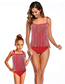 Fashion Ladies-red Tassel Suspender One-piece Swimsuit Parent-child Outfit