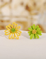 Fashion Yellow-green Asymmetrical Daisy Hollow Alloy Earrings