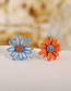 Fashion Blue Tangerine Asymmetrical Daisy Hollow Alloy Earrings