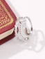 Fashion White Gold Copper-set Zircon Openwork Adjustable Ring