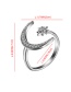 Fashion White Gold Copper Inlaid Zircon Moon Star Burst Adjustable Ring