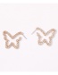 Fashion Pearl Diamond And Pearl Butterfly Hollow Alloy Earrings