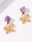 Fashion Golden Irregular Flower Alloy Earrings With Diamond Head