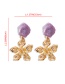 Fashion Golden Irregular Flower Alloy Earrings With Diamond Head