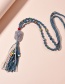 Fashion Blue Natural Stone Woven Tassel Rope Necklace