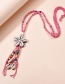 Fashion Rose Red Shell Flower Pearl Woven Rice Pearl Tassel Rope Necklace