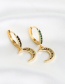 Fashion Green Copper-set Zircon Crescent Earrings