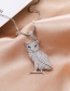 Fashion Silver Copper-inlaid Zircon Owl Necklace